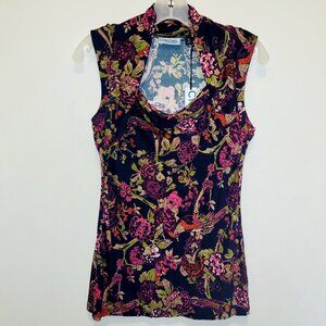 CYNTHIA ROWLEY Navy Sleeveless Shirt